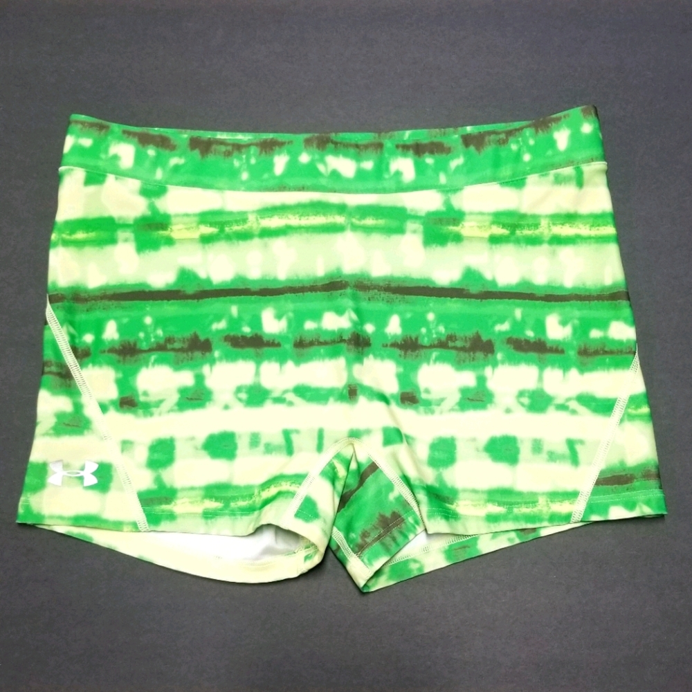 Under Armour large neon green compression shorts